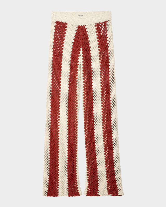 Pia Striped Crochet-Knit Pants